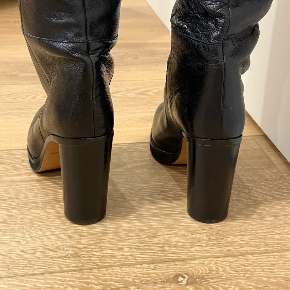 Isabel Marant Lurna Black Leather Thigh High Boots Size 37/7 Runway Statement